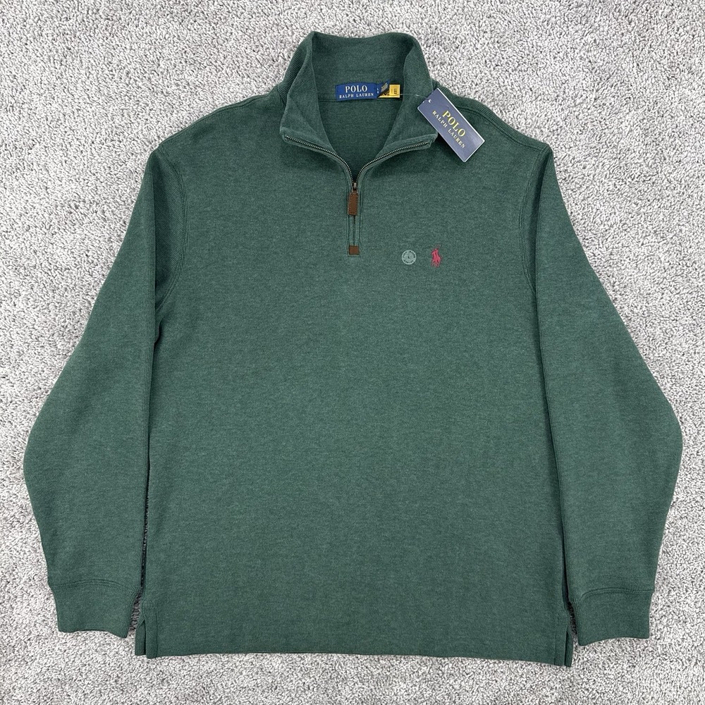 Polo Ralph Lauren 1/4 Zip Pullover Men NWT L Green Classic Long Sleeve MSRP:$125